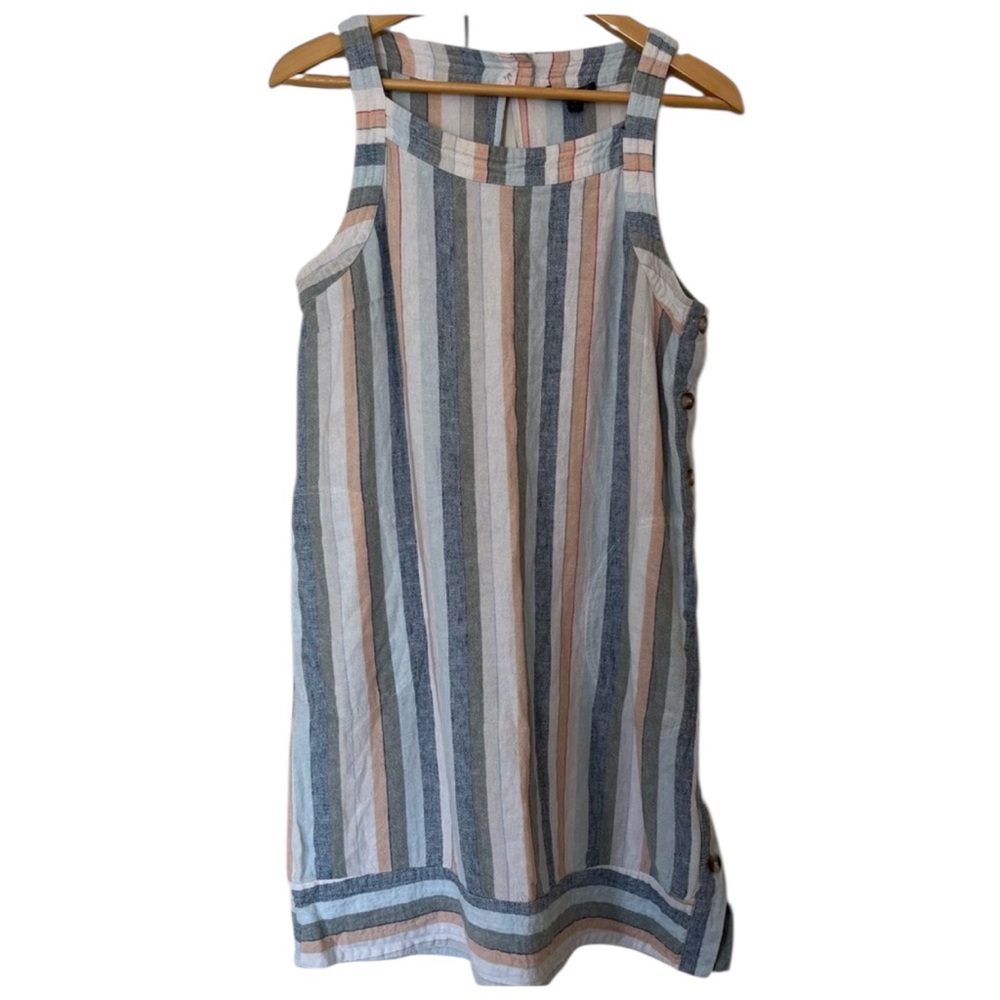 For Cynthia Linen Blend Striped Sleeveless Dress – Size Large